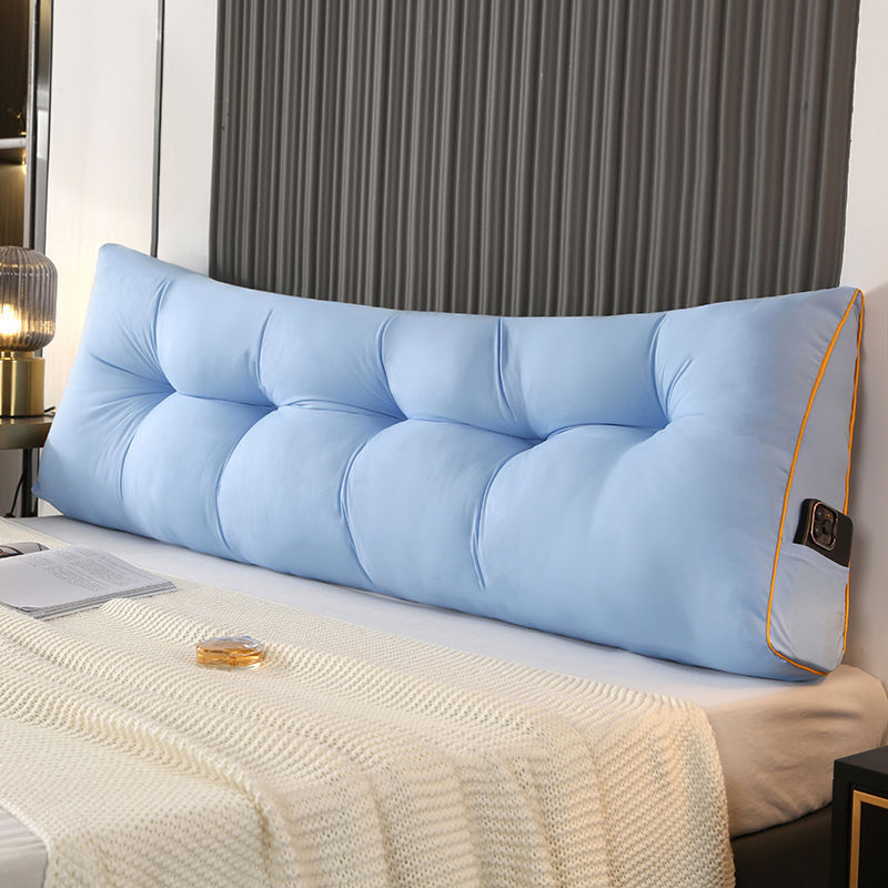 Fluffy Warm Feather-Cotton Backrest - Classic Solid Brushed Triangular Bed Cushion