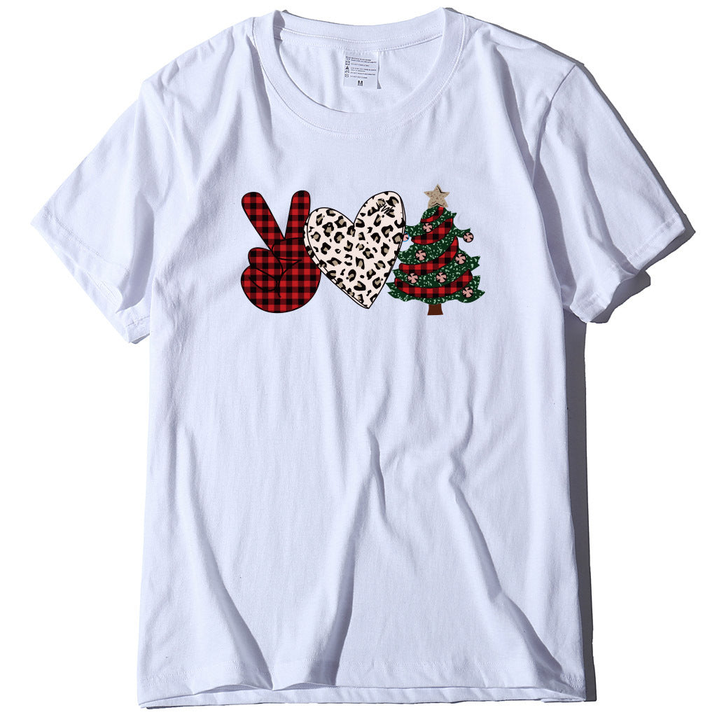 Christmas Tree Love Printed T-shirt for Women