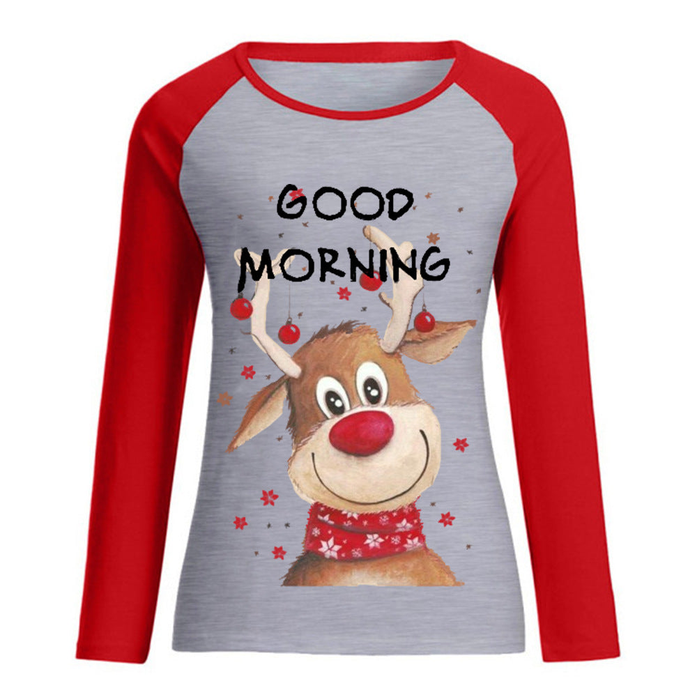 Christmas Good Morning Elk Printed T-shirt