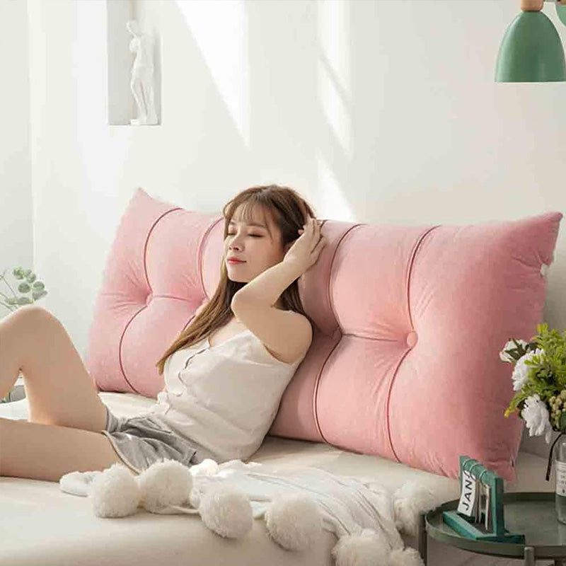 Fluffy Warm Feather-Cotton Backrest - Classic Solid Brushed Triangular Bed Cushion
