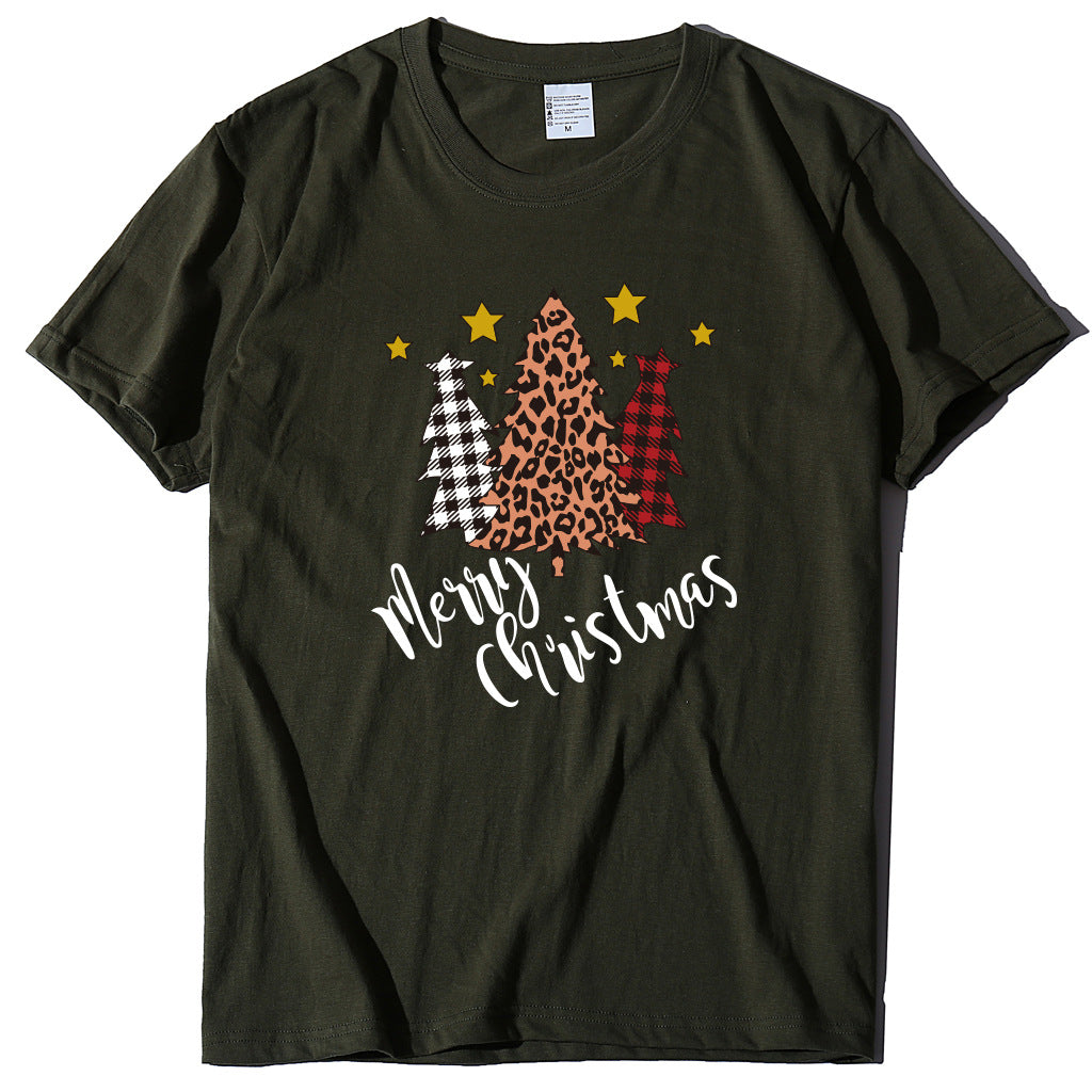 Merry Christmas Christmas Tree Happy Christmas Five Star Short sleeved Women's T-shirt
