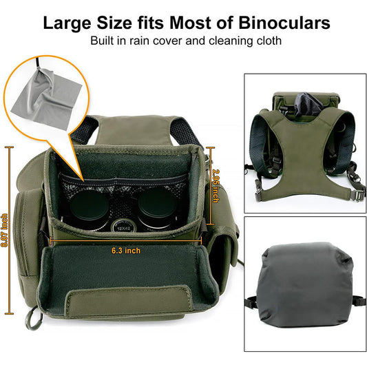 Portable Nylon Binocular Chest Pack: Foldable, Multi-Pocket for Hunting/Hiking, Fits Night Vision Goggles