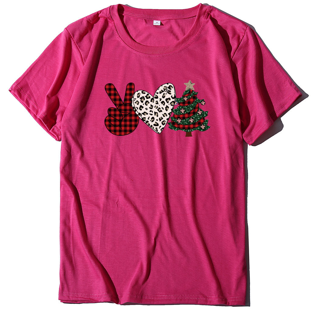 Christmas Tree Love Printed T-shirt for Women