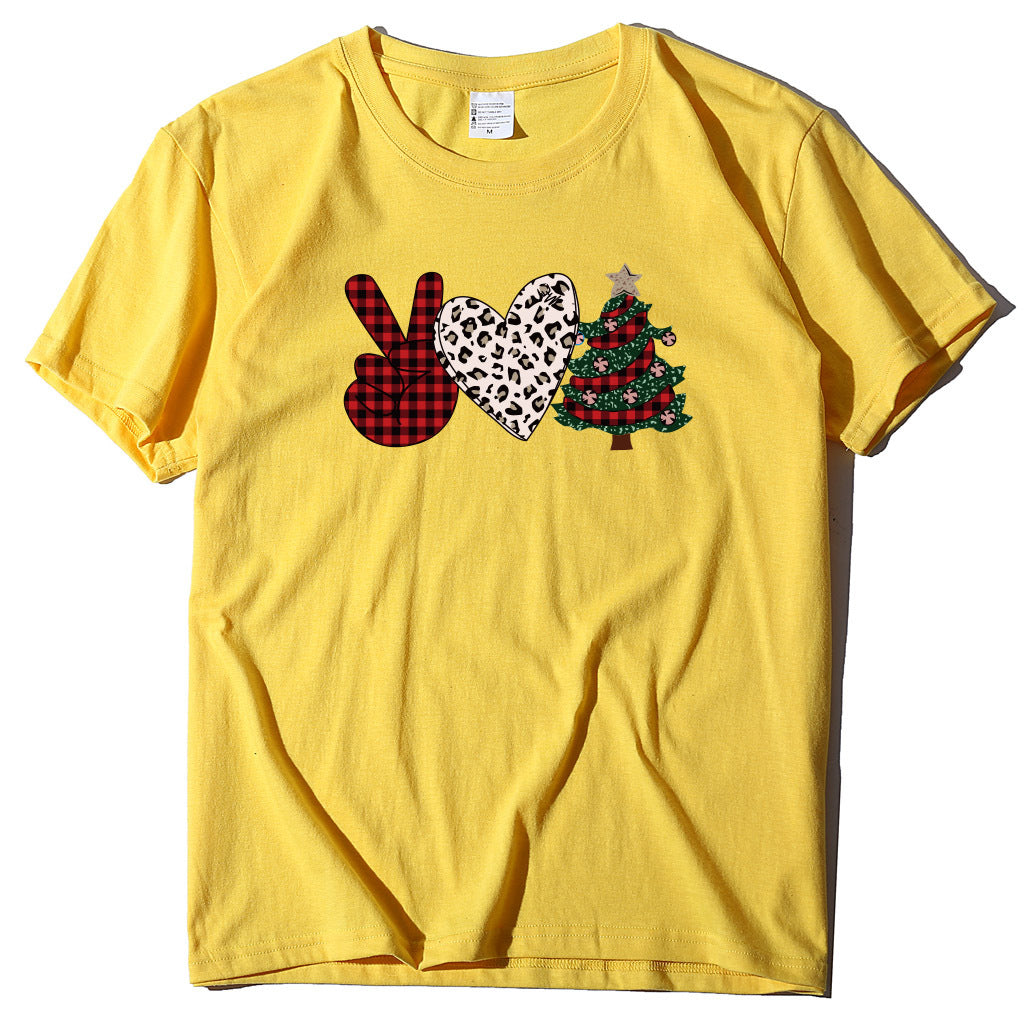 Christmas Tree Love Printed T-shirt for Women