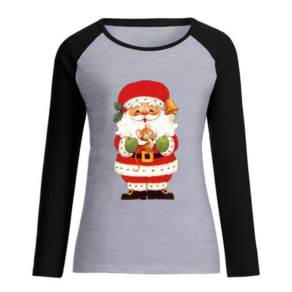 Santa Claus printed round neck plus size top