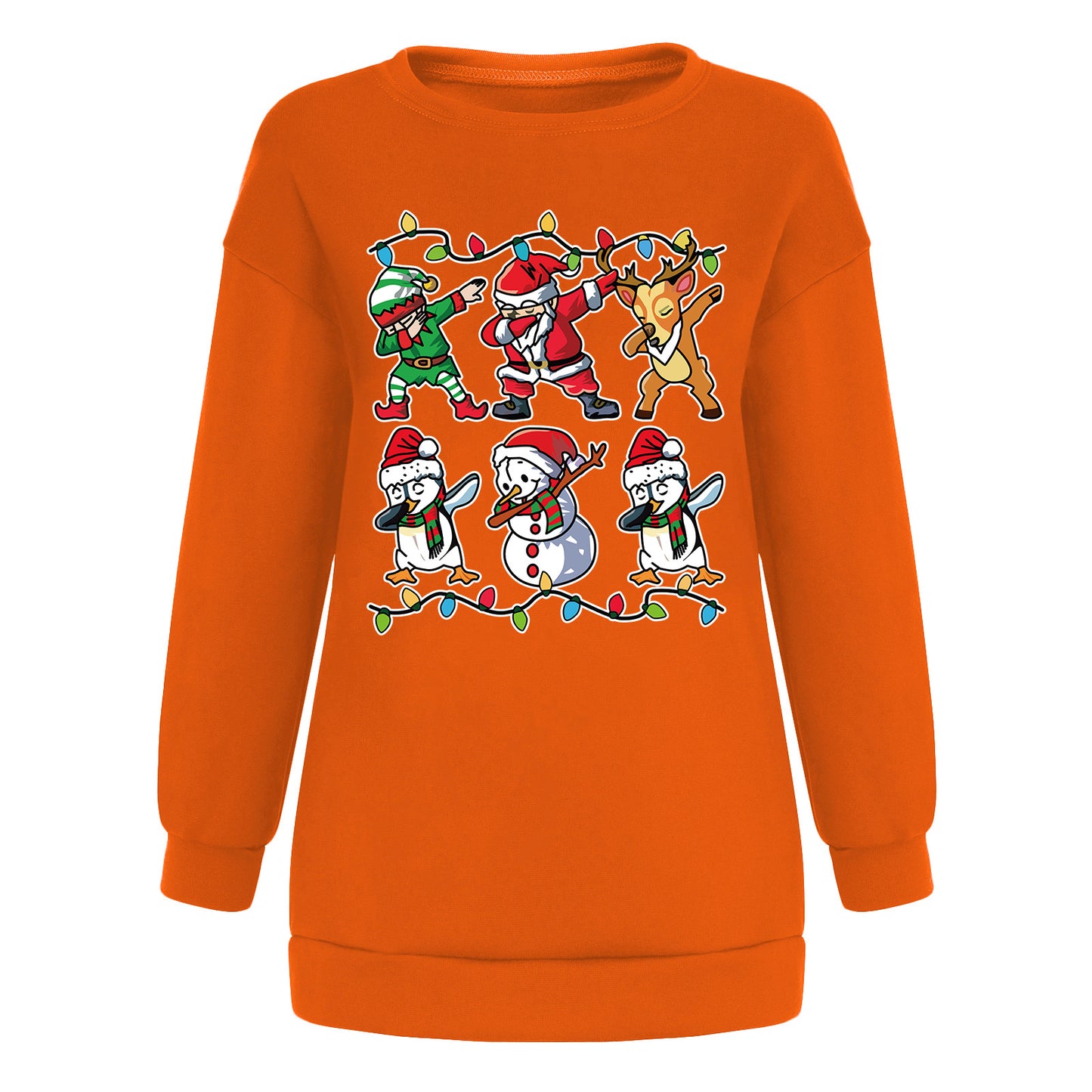 New ladies' hoodie with Christmas lights Santa Claus print shoulder down design