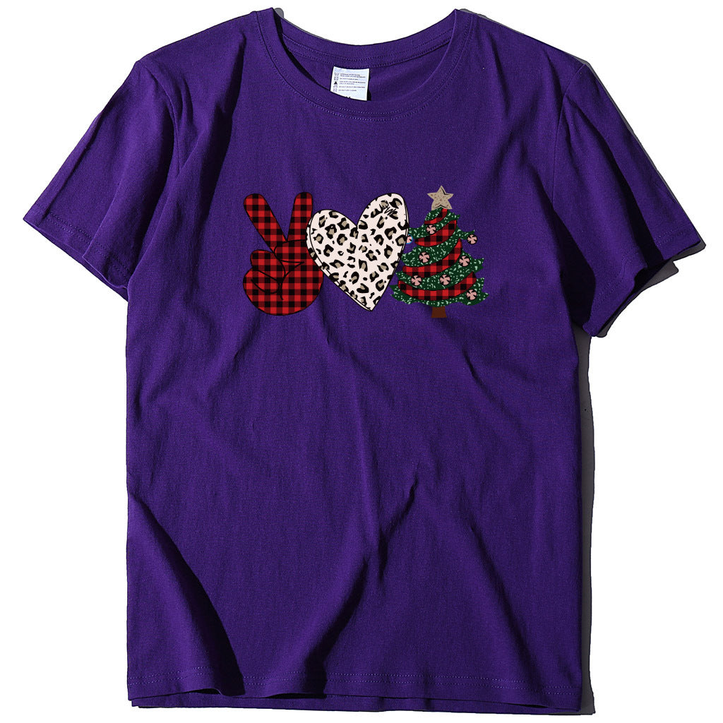 Christmas Tree Love Printed T-shirt for Women