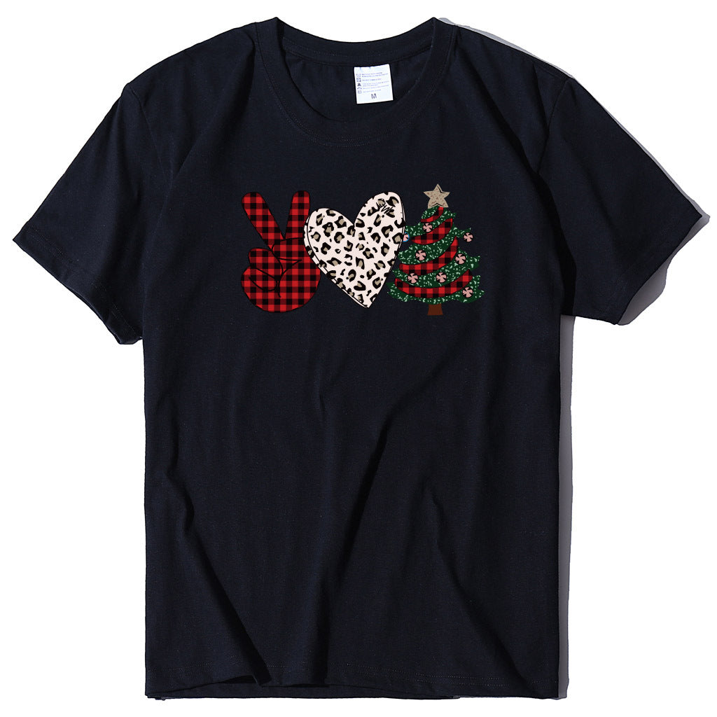 Christmas Tree Love Printed T-shirt for Women