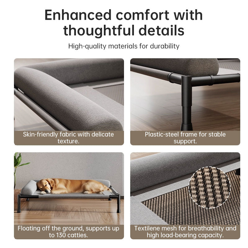 Pet Furniture: Elevated Mesh Dog Beds (Breathable with Cushion), Removable Dog Cribs, Cat Beds – For Patio Sunbathing