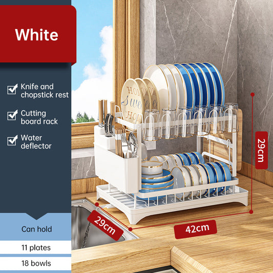 2-Tier Household Dish Rack: Countertop Storage with Drainboard