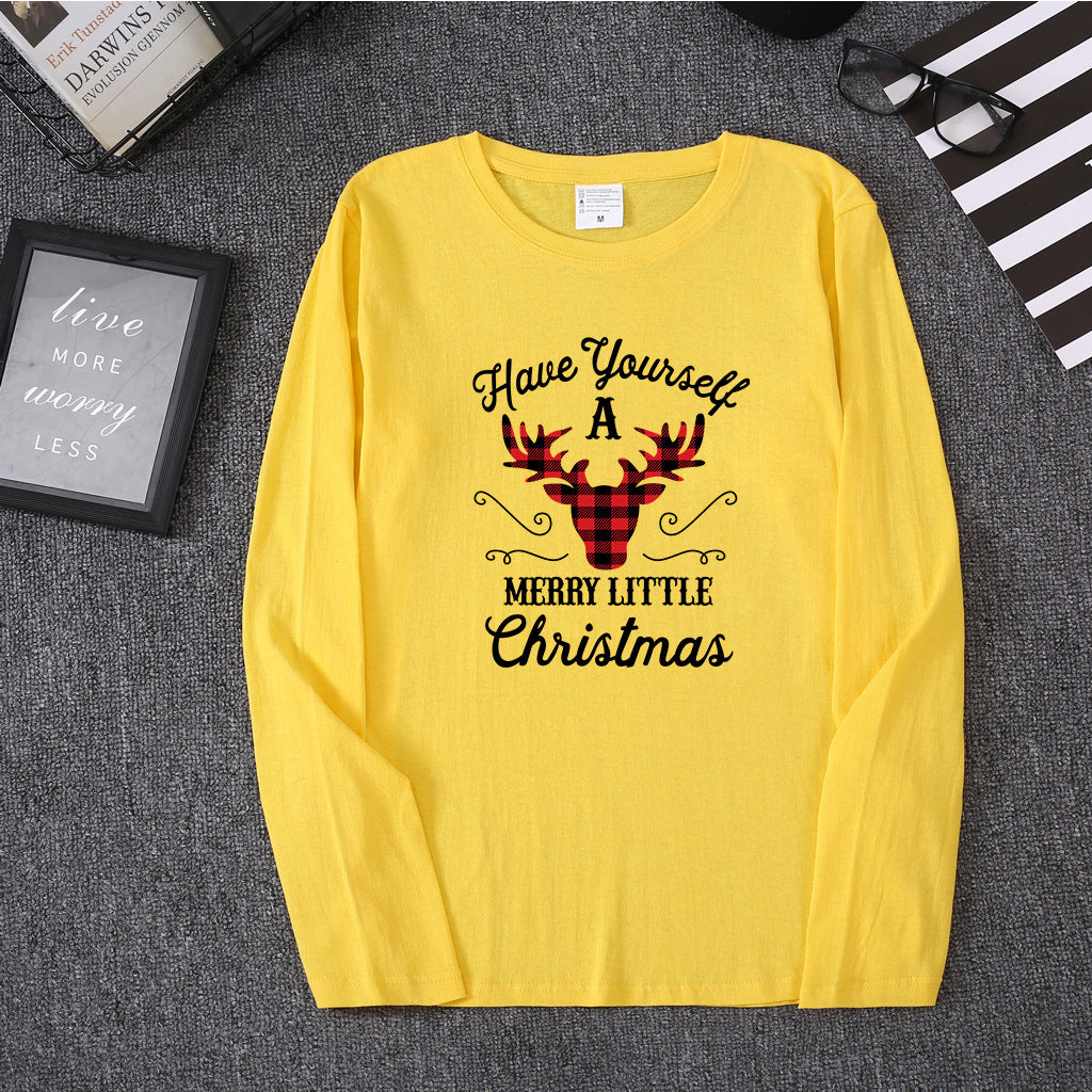 Christmas red deer head print long sleeved women