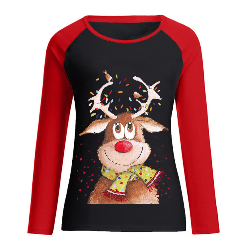 Christmas Elk Printed Women's T-shirt