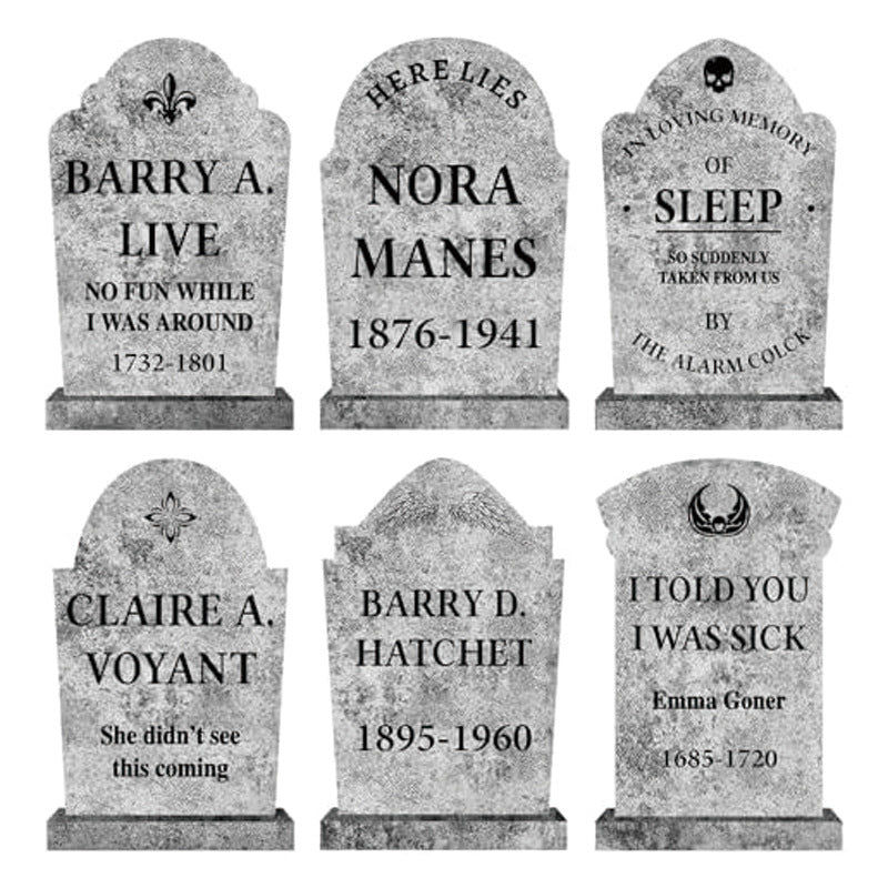 Halloween Outdoor Decor: Cemetery Tombstones, Yard Signs with Stakes, Realistic Scary Skulls