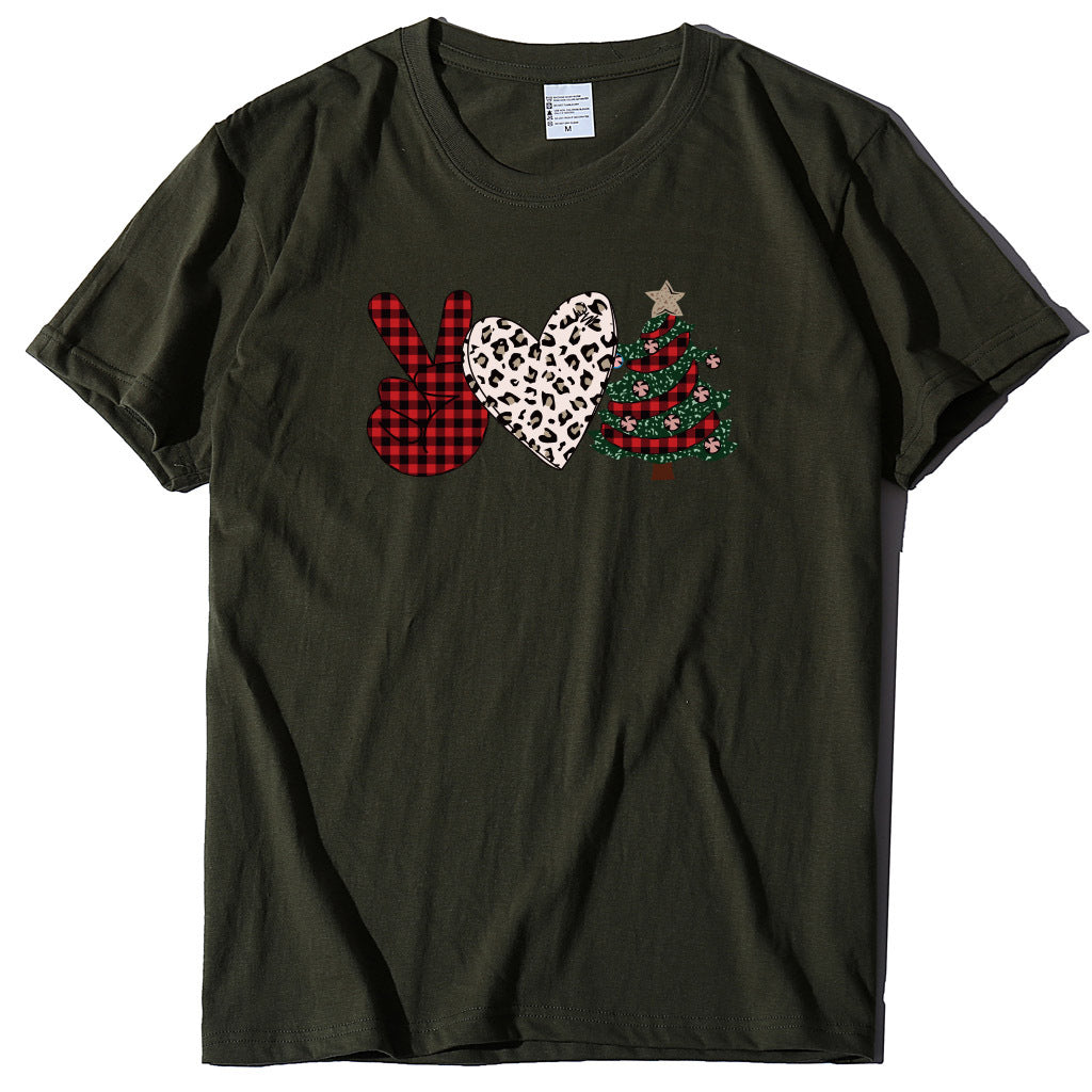 Christmas Tree Love Printed T-shirt for Women