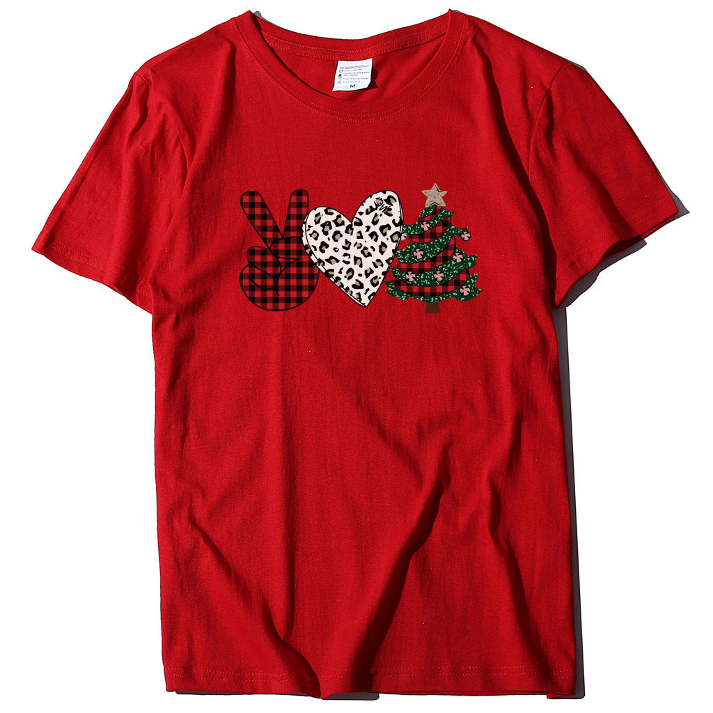 Christmas Tree Love Printed T-shirt for Women