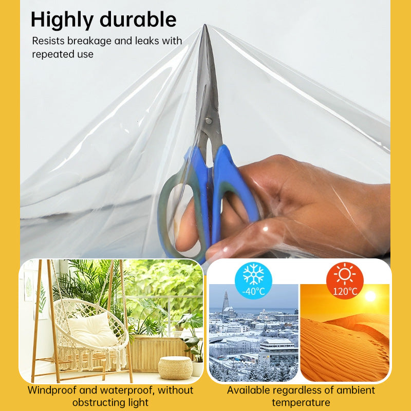 High-Quality Waterproof PVC Tarpaulin (420g/m² Transparent, Upgraded Grommets, Outdoor Windproof/Rainproof)