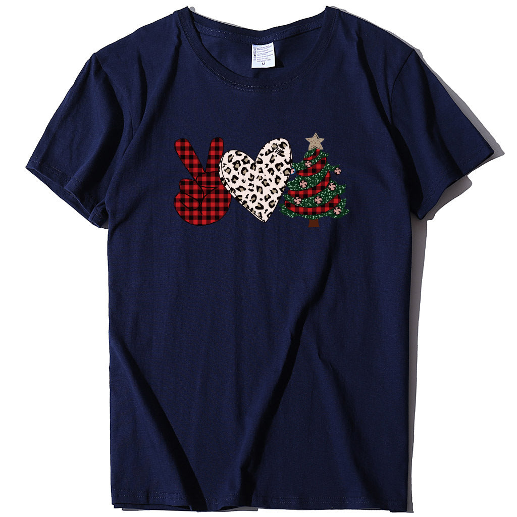 Christmas Tree Love Printed T-shirt for Women