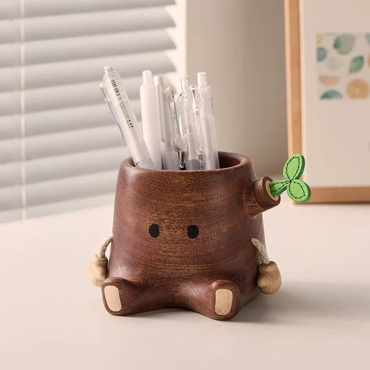 Solid wood pen holder ornament creative gift office desktop storage container hand carried gift