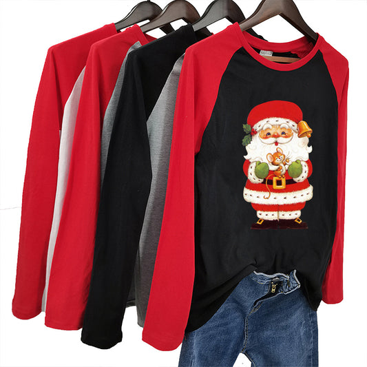 Santa Claus printed round neck plus size top