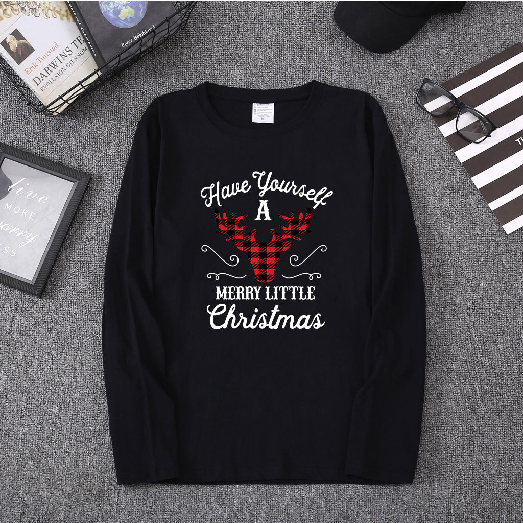 Christmas red deer head print long sleeved women