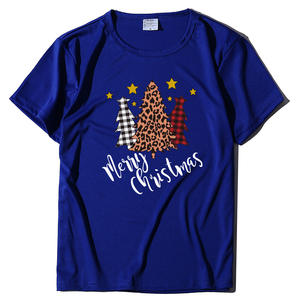 Merry Christmas Christmas Tree Happy Christmas Five Star Short sleeved Women's T-shirt