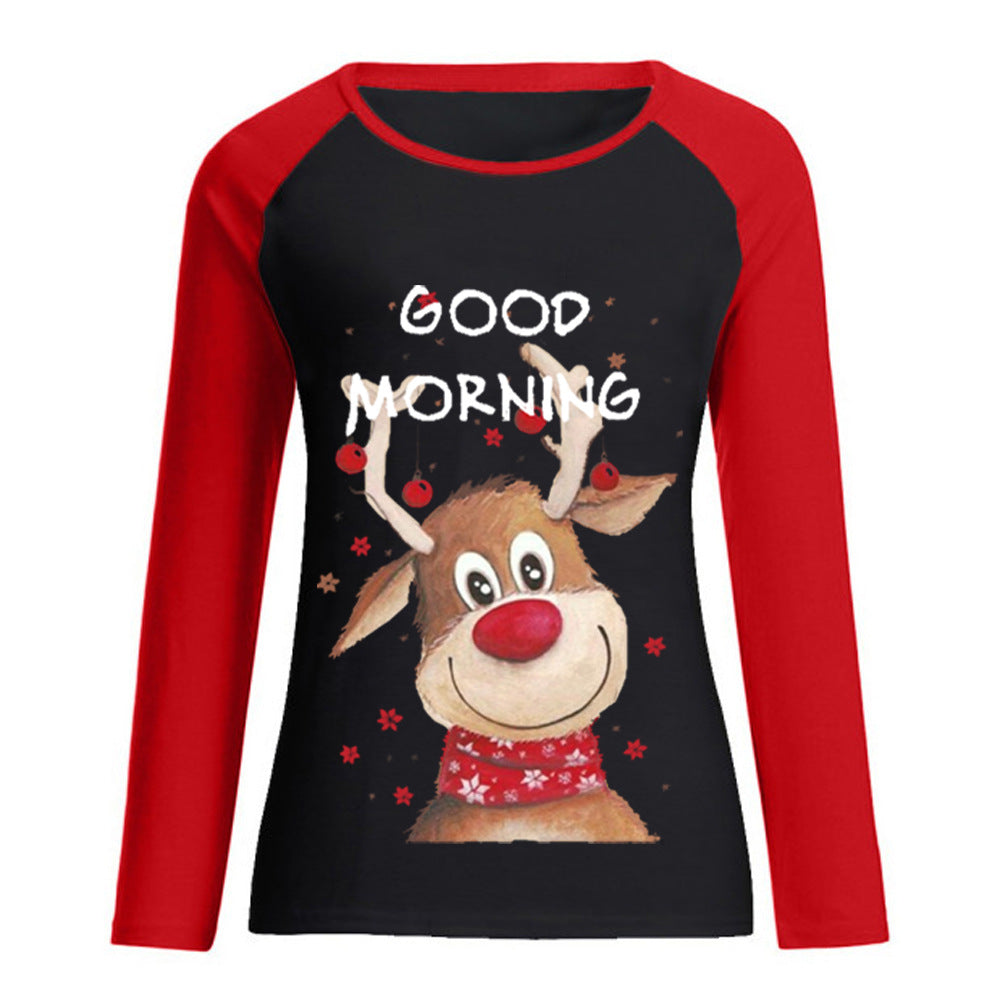 Christmas Good Morning Elk Printed T-shirt