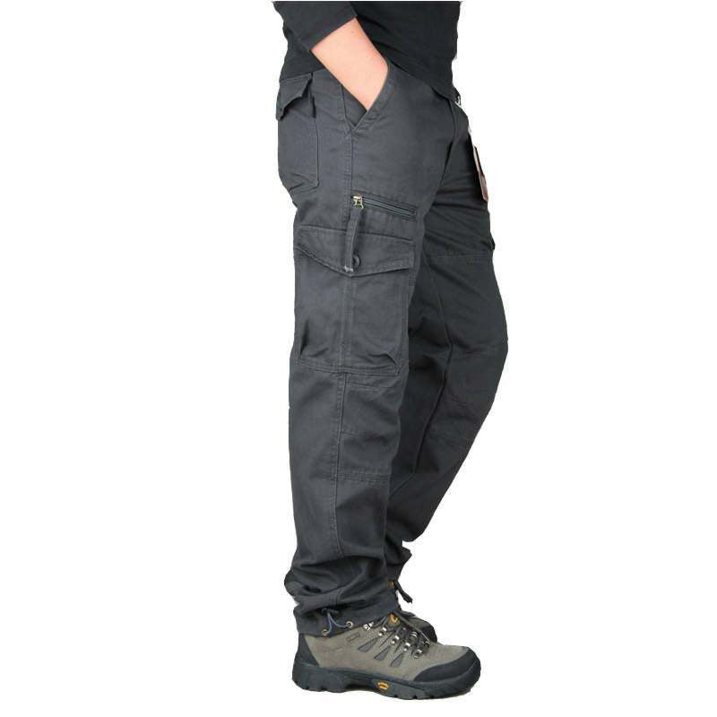 Men's Cotton Cargo Overalls for Camping & Hiking - Straight-Leg, Multi-Pocket Baggy Trousers