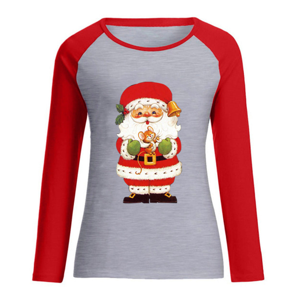 Santa Claus printed round neck plus size top