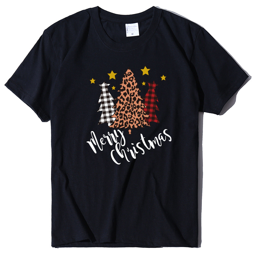Merry Christmas Christmas Tree Happy Christmas Five Star Short sleeved Women's T-shirt