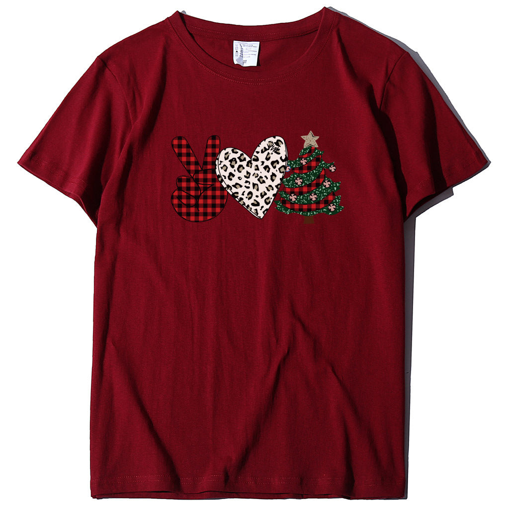 Christmas Tree Love Printed T-shirt for Women