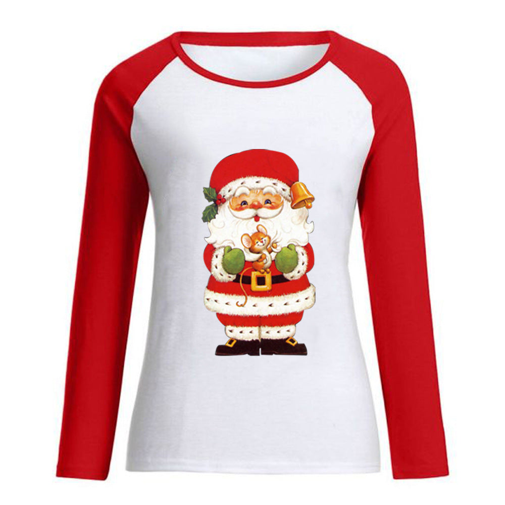 Santa Claus printed round neck plus size top