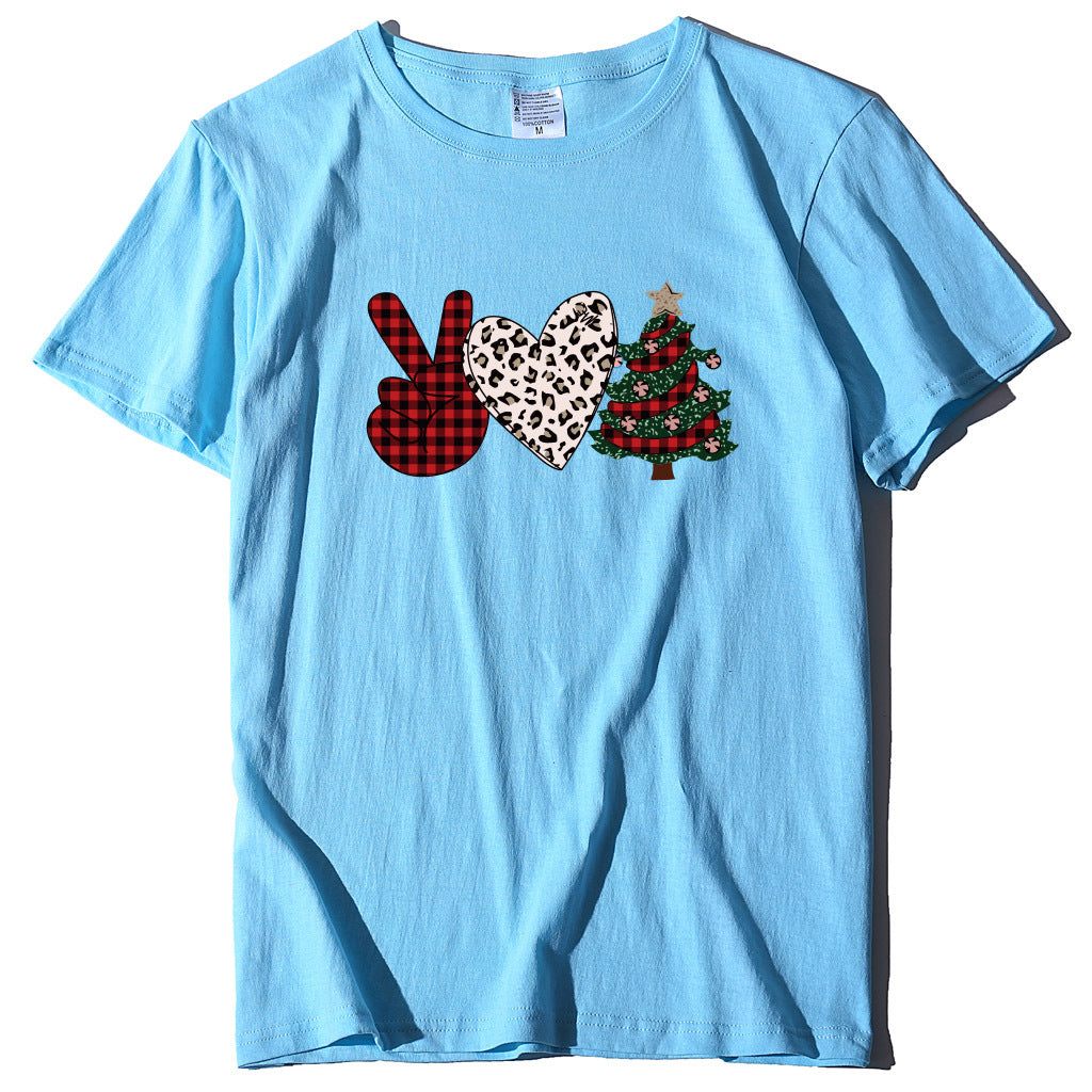 Christmas Tree Love Printed T-shirt for Women