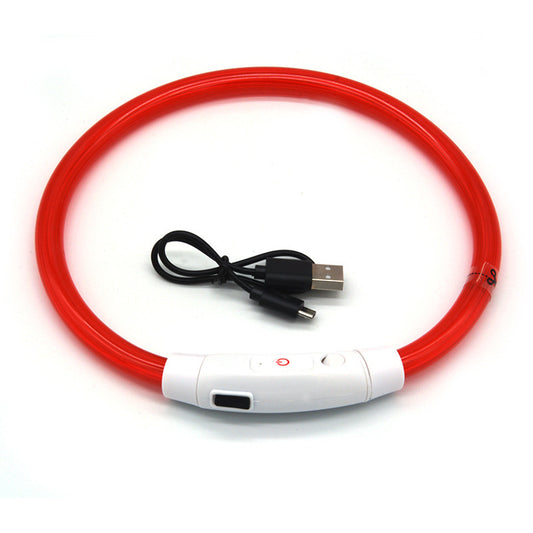 LED Fiber Optic Dog Collar - Multi-Color PVC, USB Rechargeable, Night Safety (S/M/L Sizes)