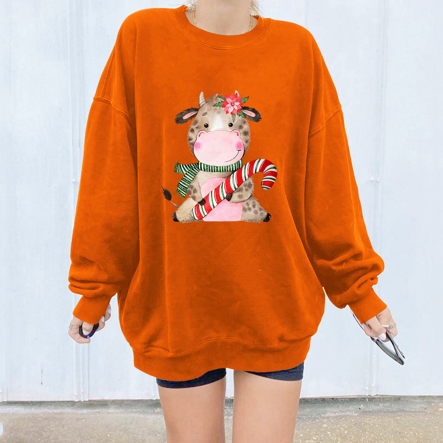Christmas off shoulder round neck hoodie