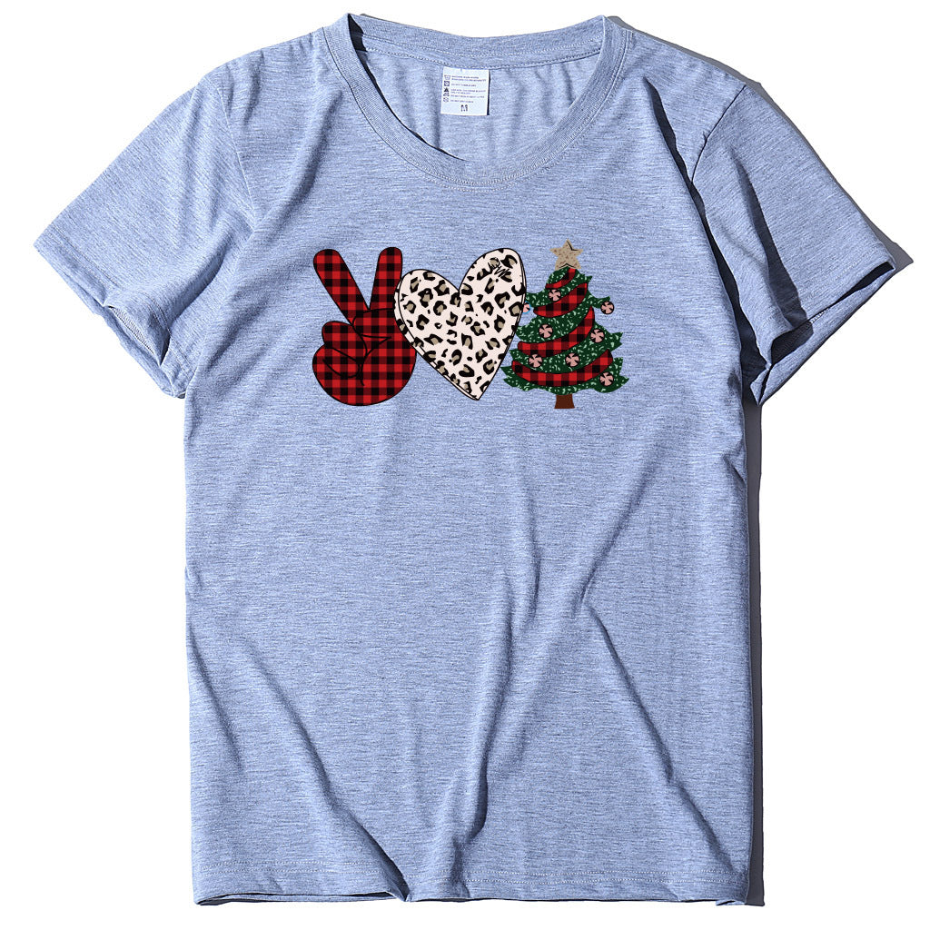 Christmas Tree Love Printed T-shirt for Women