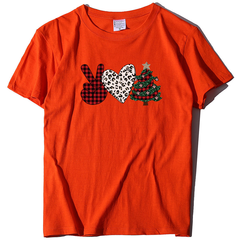 Christmas Tree Love Printed T-shirt for Women