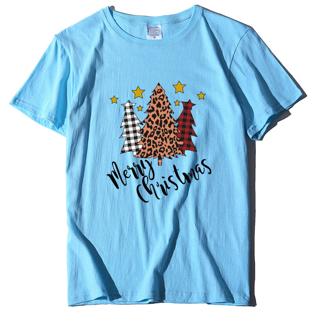 Merry Christmas Christmas Tree Happy Christmas Five Star Short sleeved Women's T-shirt