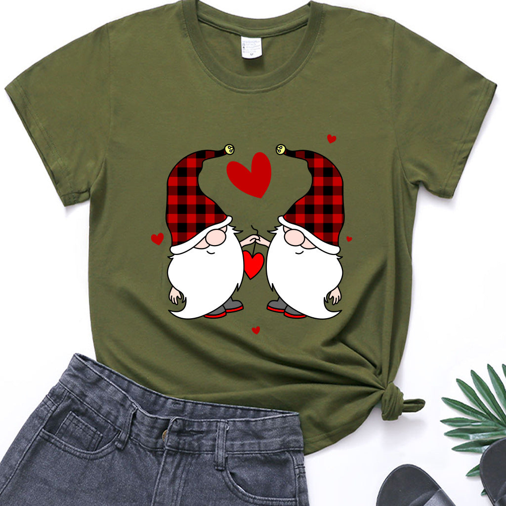 Christmas Two Dwarfs Printed Women's Style
