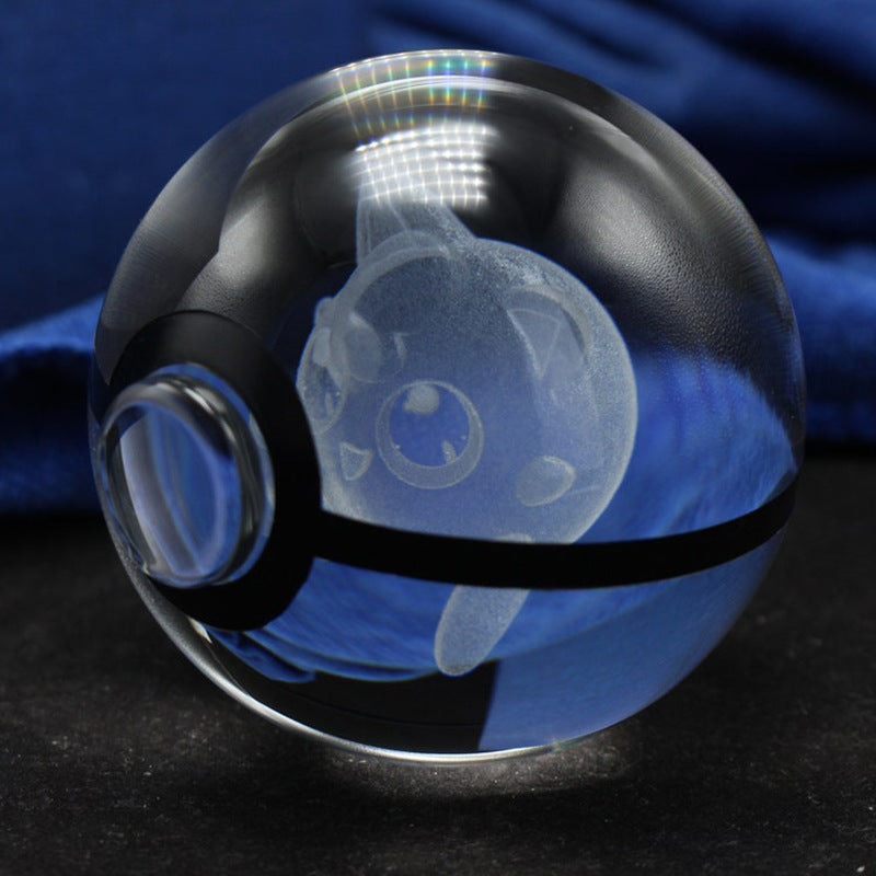 Pokemon Crystal Ball 3D Pikachu Gengar Mew Mewtwo Lamp Base Pokeball Crystal Pokemon Glass Ball Figure Night Light Birthday Gift