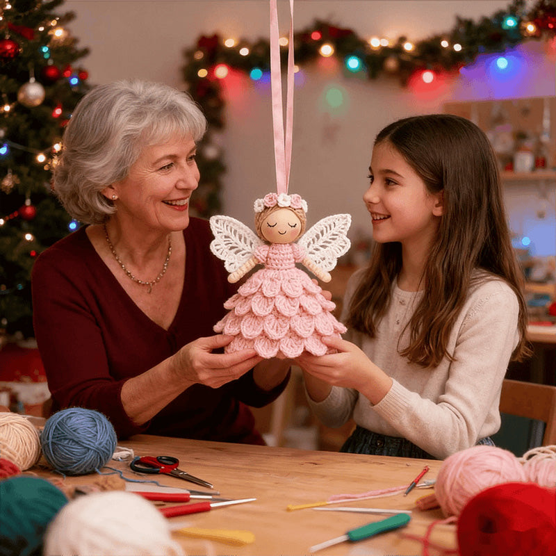 DIY Crochet Angel Decoration Kit – Handmade Craft Supplies for Christmas Tree Ornaments