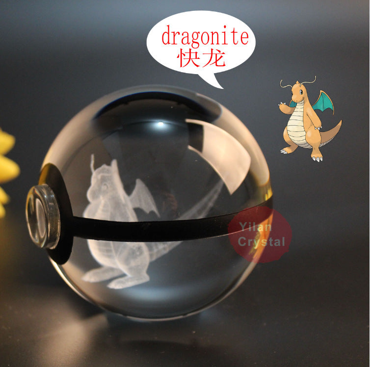 Pokemon Crystal Ball 3D Pikachu Gengar Mew Mewtwo Lamp Base Pokeball Crystal Pokemon Glass Ball Figure Night Light Birthday Gift