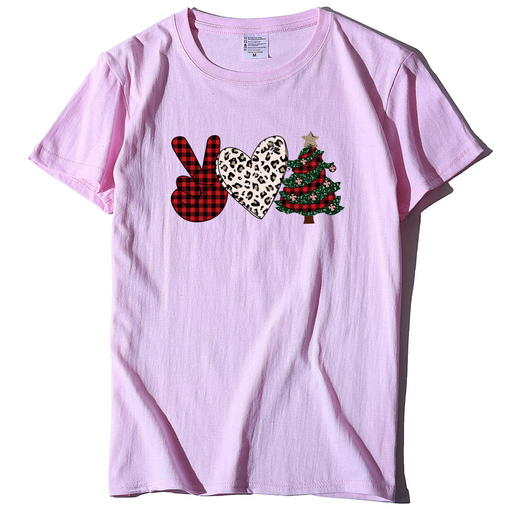 Christmas Tree Love Printed T-shirt for Women