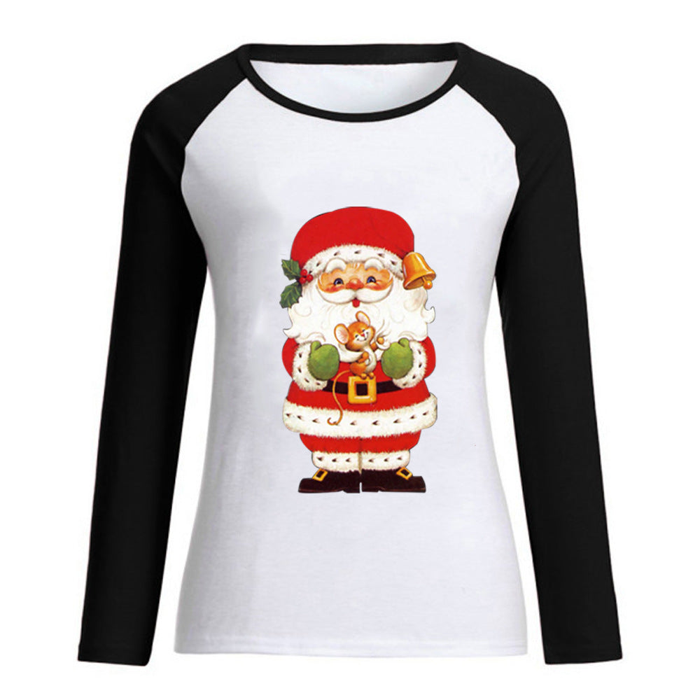 Santa Claus printed round neck plus size top