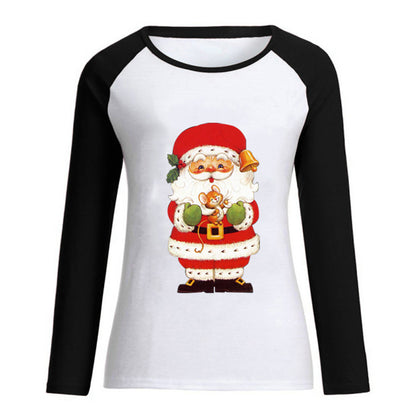 Santa Claus printed round neck plus size top