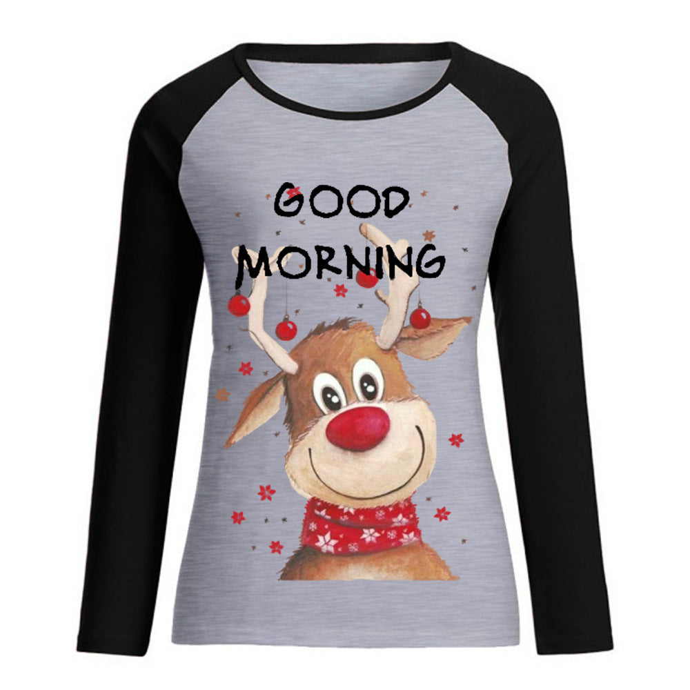 Christmas Good Morning Elk Printed T-shirt