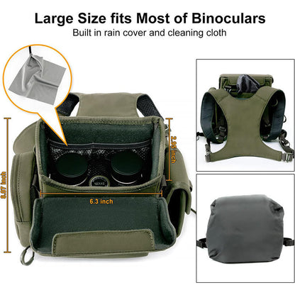 Portable Nylon Binocular Chest Pack: Foldable, Multi-Pocket for Hunting/Hiking, Fits Night Vision Goggles