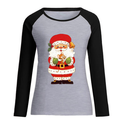 Santa Claus printed round neck plus size top