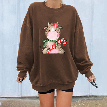 Christmas off shoulder round neck hoodie