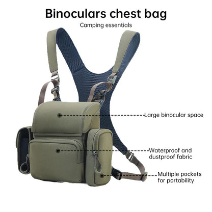 Portable Nylon Binocular Chest Pack: Foldable, Multi-Pocket for Hunting/Hiking, Fits Night Vision Goggles