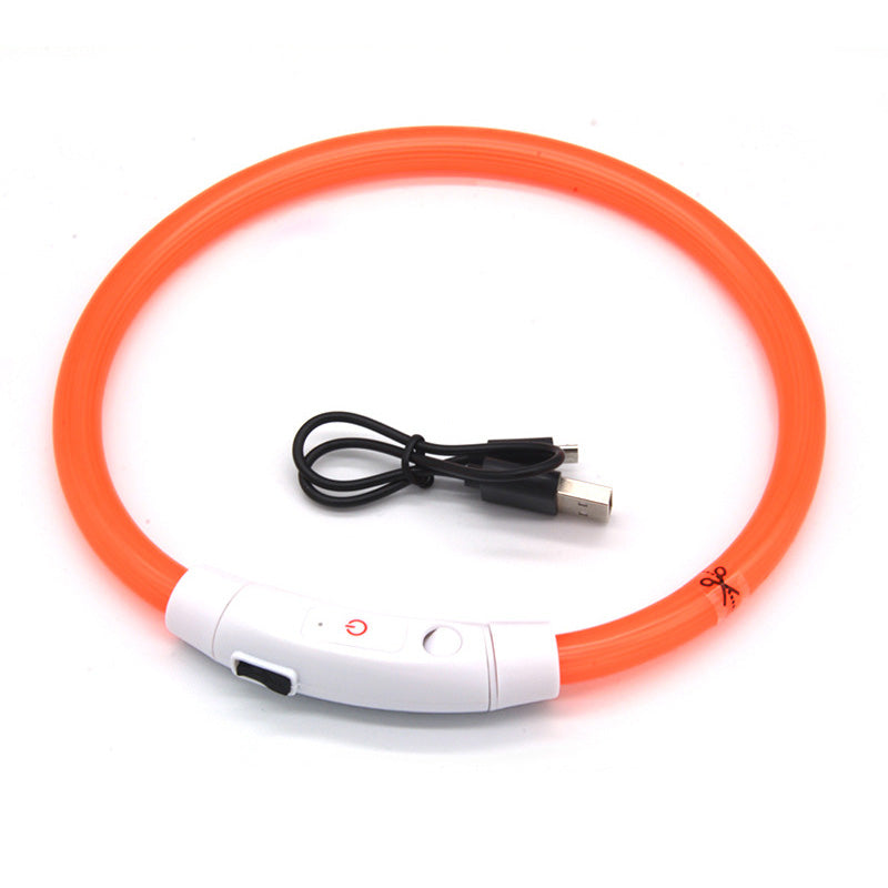 LED Fiber Optic Dog Collar - Multi-Color PVC, USB Rechargeable, Night Safety (S/M/L Sizes)